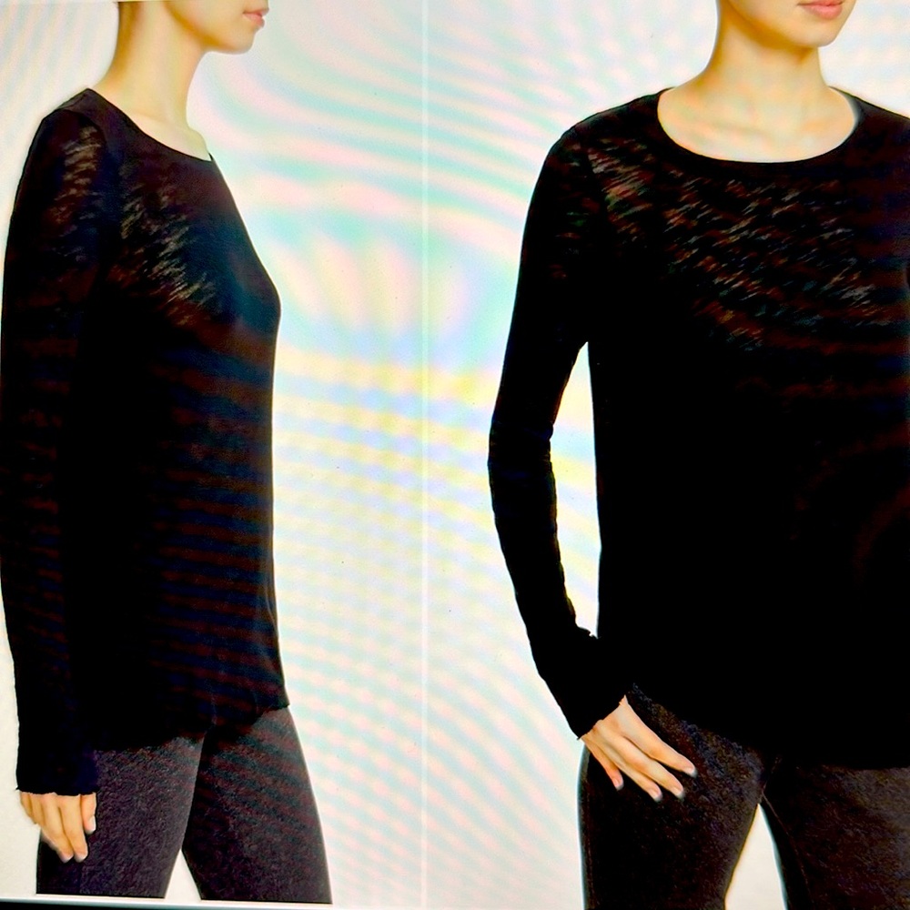 ATM Slub Jersey Destroyed Wash Tee Shirt Long Sleeve Black Womens Sz Medium